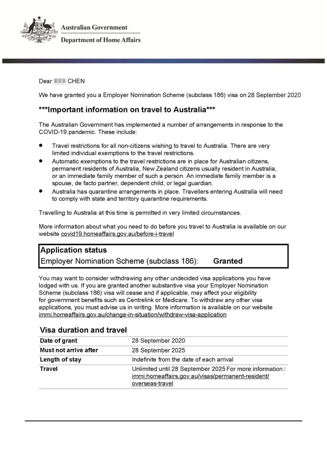 澳大利亚186雇主担保移民项目下签信